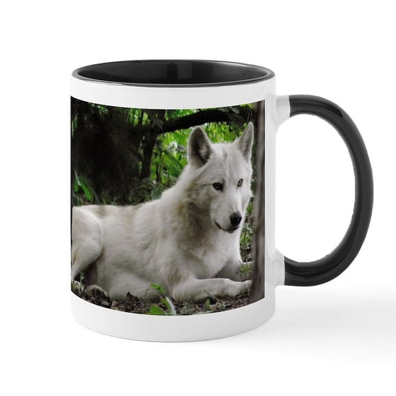 CafePress - White Wolf Mug - 11 oz Ceramic Mug - Novelty Coffee Tea Cup