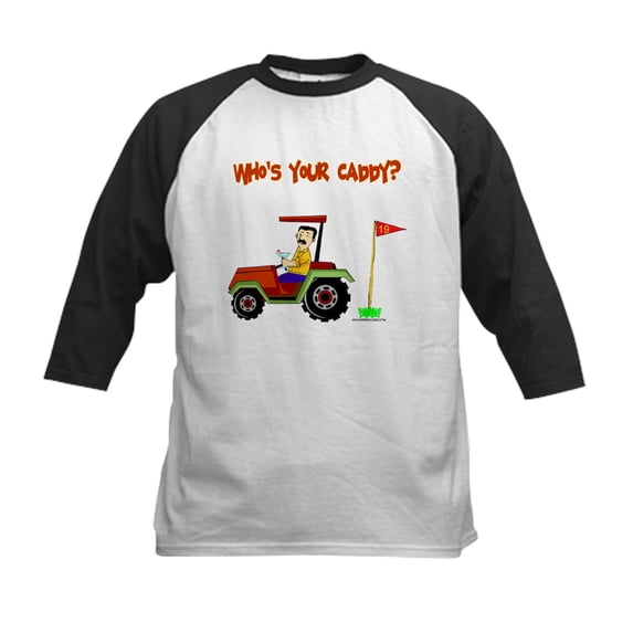 CafePress - Who's Your Caddy?! Kids Baseball Jersey - Kids Cotton Baseball Jersey, 3/4 Sleeve Shirt
