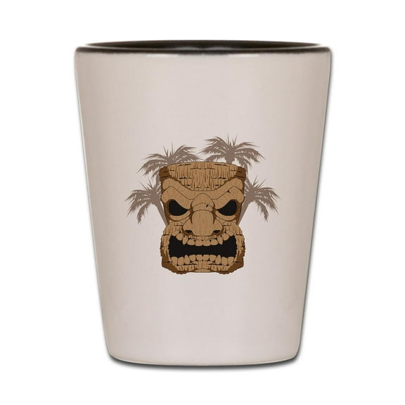 CafePress - Wicked Tiki Light Palms - White/Black Shot Glass, Unique and Funny Shot Glass