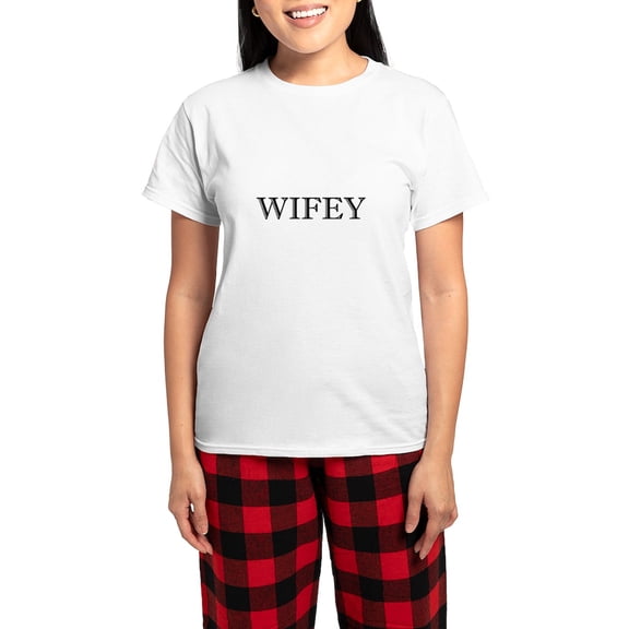 CafePress - Wifey Married Couple Pajamas - Women's Short Sleeve Print T-Shirt and Pants Light Cotton Pajama Set