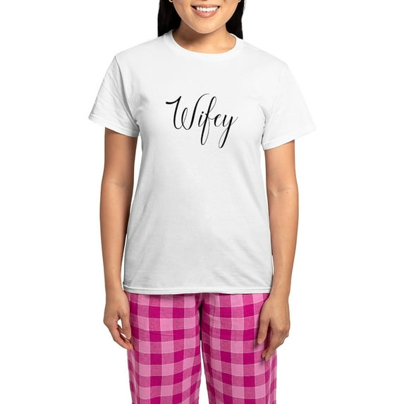 CafePress - Wifey Pajamas - Women's Short Sleeve Print T-Shirt and Pants Light Cotton Pajama Set