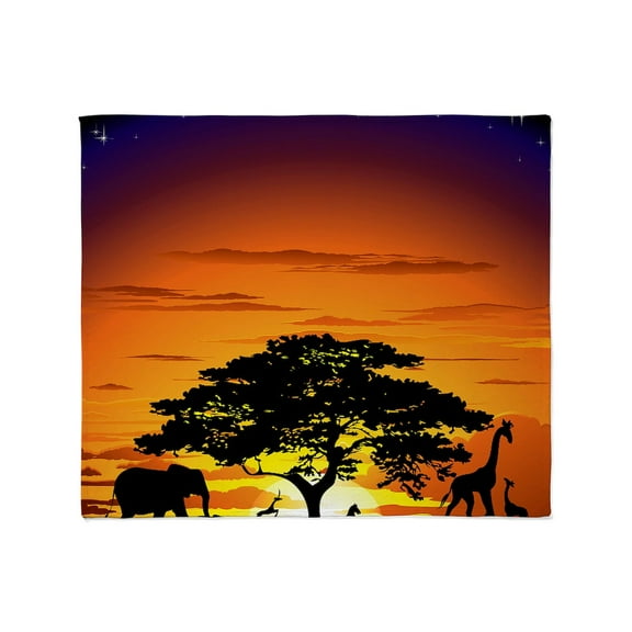 CafePress - Wild Animals On African Savannah Sun Throw Blanket - Soft Fleece Throw Blanket, 50"x60" for All Ages