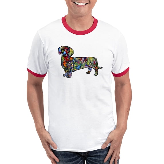 CafePress - Wild Dachshund Ringer T - 100% Cotton Ringed T-Shirt