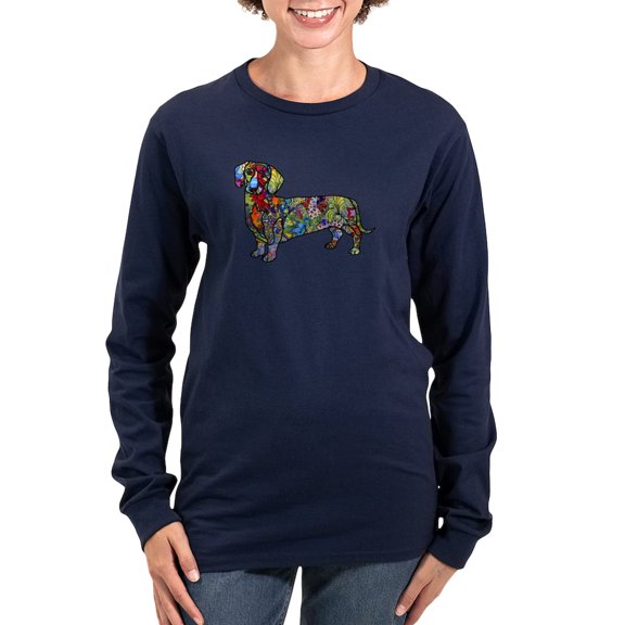 CafePress - Wild Dachshund Women's Long Sleeve Dark T Shirt - Women's Long Sleeve Graphic Tee Casual Fit