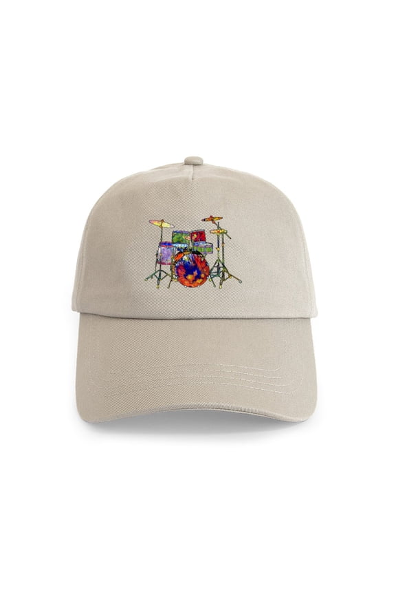 - Wild Drums Cap - Adjustable 100% Brushed Unisex Casual Cotton Baseball Cap, Beige, 1