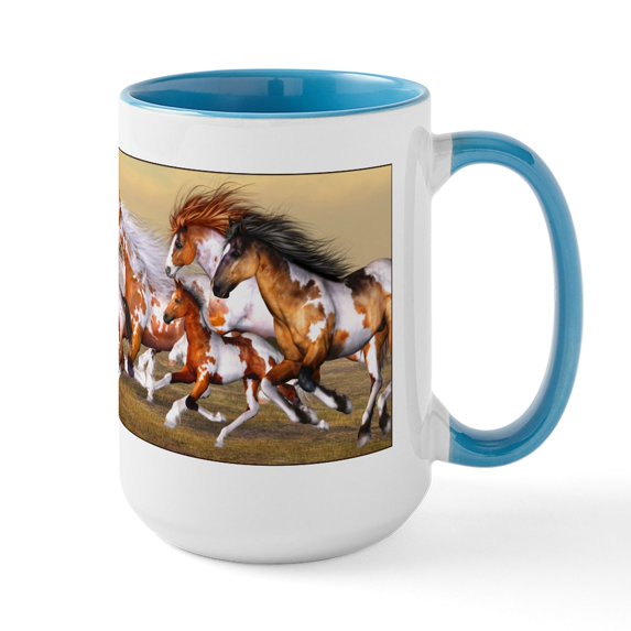 CafePress - Wild Horses Herd Ceramic Mug - 15 oz Ceramic Large White Novelty Mug