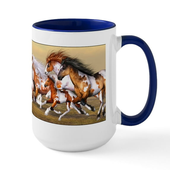 CafePress - Wild Horses Herd Ceramic Mug - 15 oz Ceramic Large White Novelty Mug