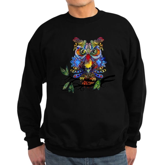CafePress - Wild Owl Sweatshirt - Classic Crew Neck Sweatshirt