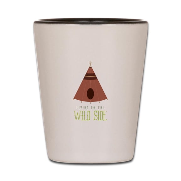 CafePress - Wild Side - White/Black Shot Glass, Unique and Funny Shot Glass