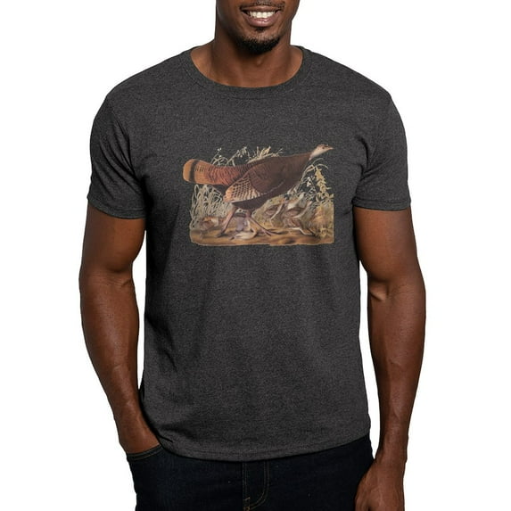 CafePress - Wild Turkey Hen With Chicks Audubon Bookpl T Shirt - Men's Classic Graphic Cotton T-Shirt