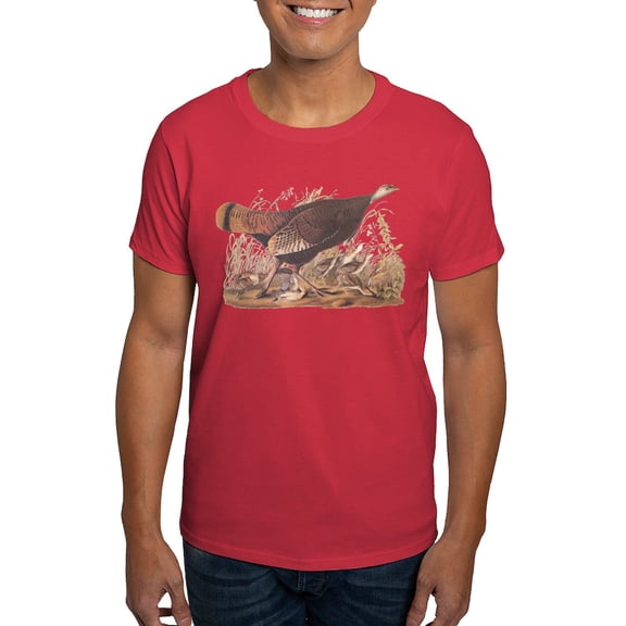 CafePress - Wild Turkey Hen With Chicks Audubon Bookpl T Shirt - Men's Classic Graphic Cotton T-Shirt