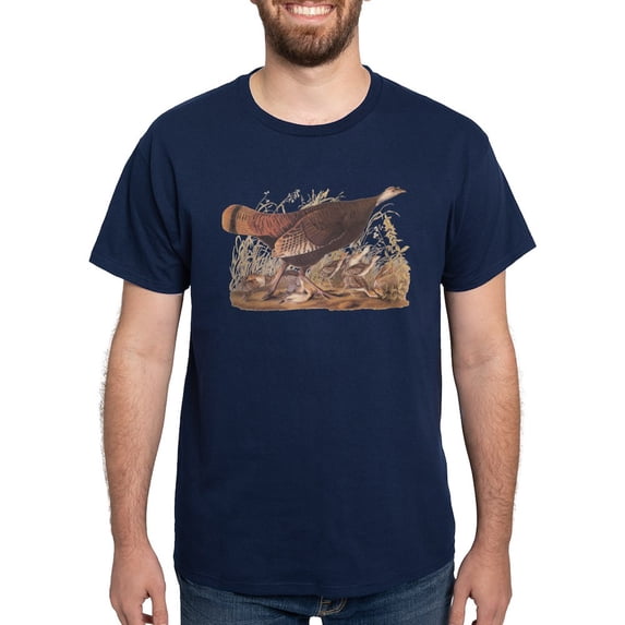 CafePress - Wild Turkey Hen With Chicks Audubon Bookpl T Shirt - Men's Classic Graphic Cotton T-Shirt