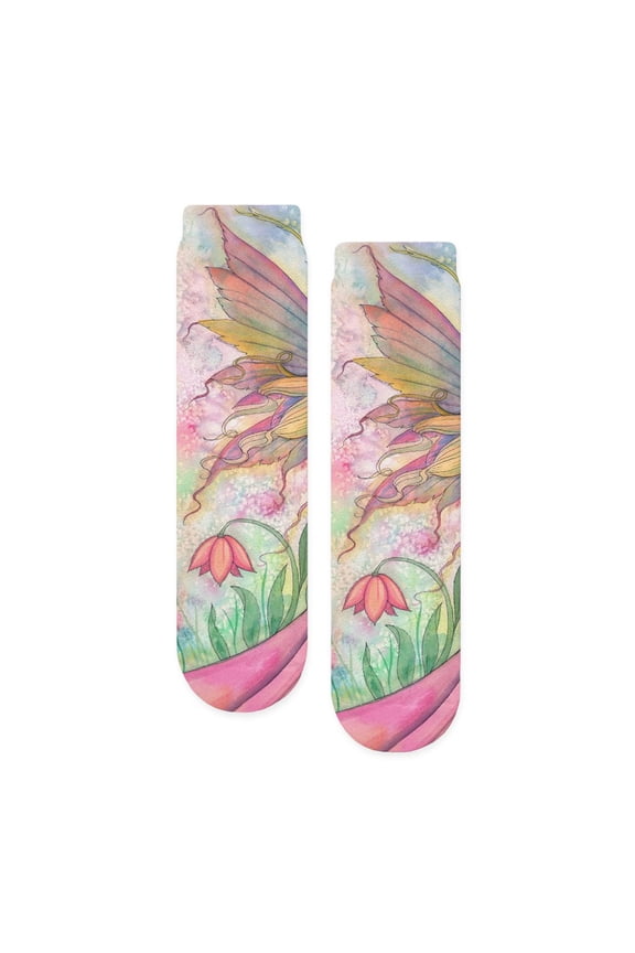 - Wildflower Fairy Fantasy Art By Molly Harrison - Unisex Novelty Printed Crew Adult Socks