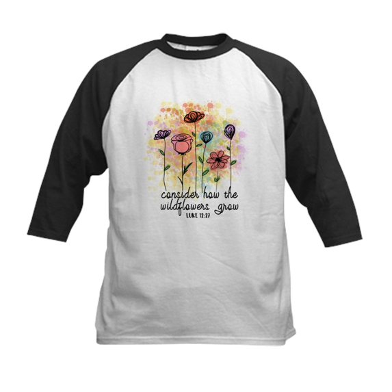 CafePress - Wildflowers Baseball Jersey - Kids Cotton Baseball Jersey, 3/4 Sleeve Shirt