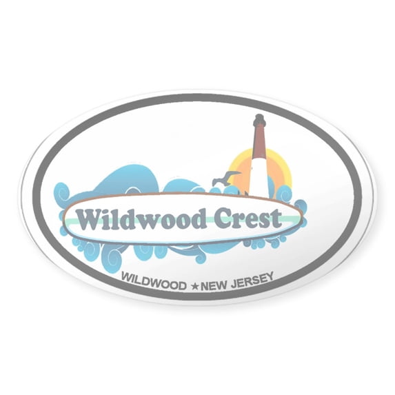 CafePress - Wildwood Crest NJ Surf Design - Sticker (Oval)