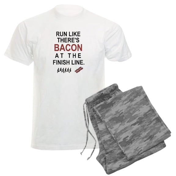 CafePress - Will Run For Bacon Men's Light Pajamas - Men's Light Loose Fit Cotton Pajama Set
