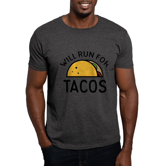 CafePress - Will Run For Tacos Dark T Shirt - Men's Classic Graphic Cotton T-Shirt