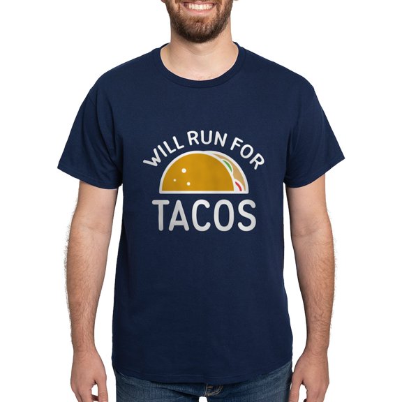 CafePress - Will Run For Tacos Dark T Shirt - Men's Classic Graphic Cotton T-Shirt