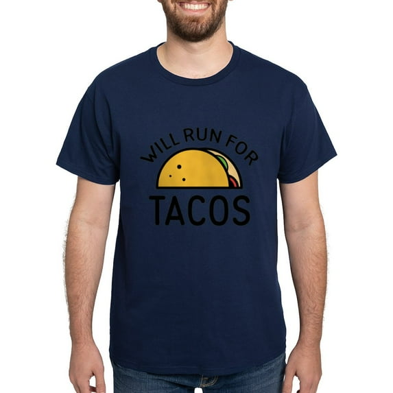 CafePress - Will Run For Tacos Dark T Shirt - Men's Classic Graphic Cotton T-Shirt