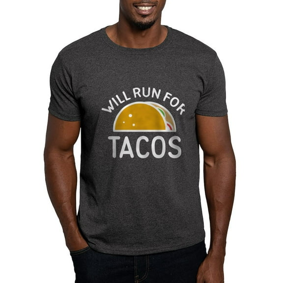 CafePress - Will Run For Tacos Dark T Shirt - Men's Classic Graphic Cotton T-Shirt