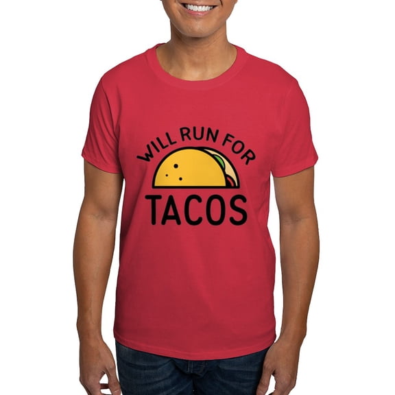CafePress - Will Run For Tacos Dark T Shirt - Men's Classic Graphic Cotton T-Shirt