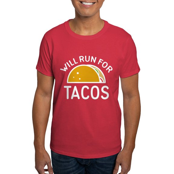 CafePress - Will Run For Tacos Dark T Shirt - Men's Classic Graphic Cotton T-Shirt