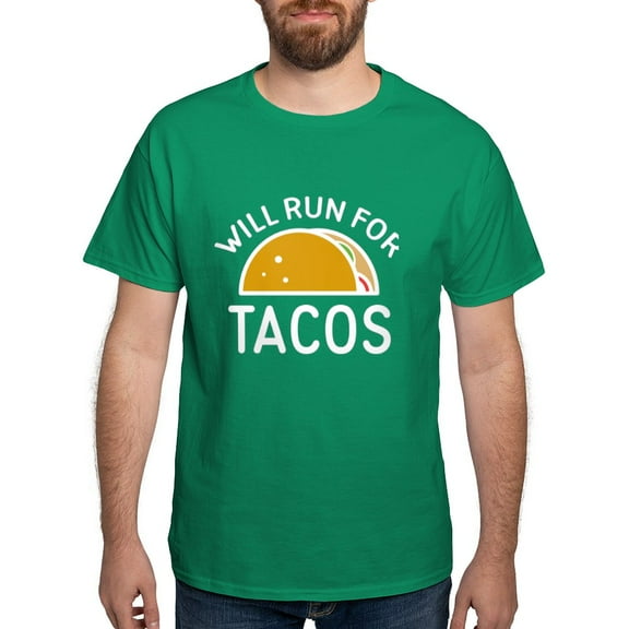 CafePress - Will Run For Tacos Dark T Shirt - Men's Classic Graphic Cotton T-Shirt