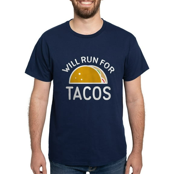 CafePress - Will Run For Tacos Dark T Shirt - Men's Classic Graphic Cotton T-Shirt