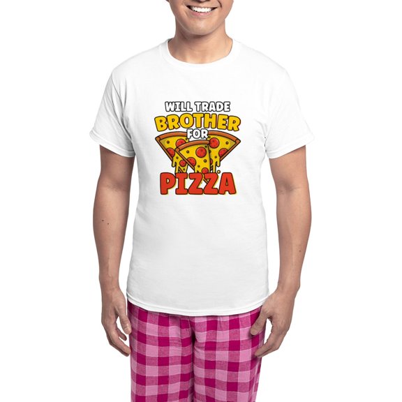 CafePress - Will Trade Brother For Pizza Lover Funny S Pajamas - Men's Light Loose Fit Cotton Pajama Set