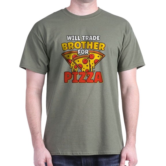 CafePress - Will Trade Brother For Pizza Lover Funny S T Shirt - Men's Classic Graphic Cotton T-Shirt