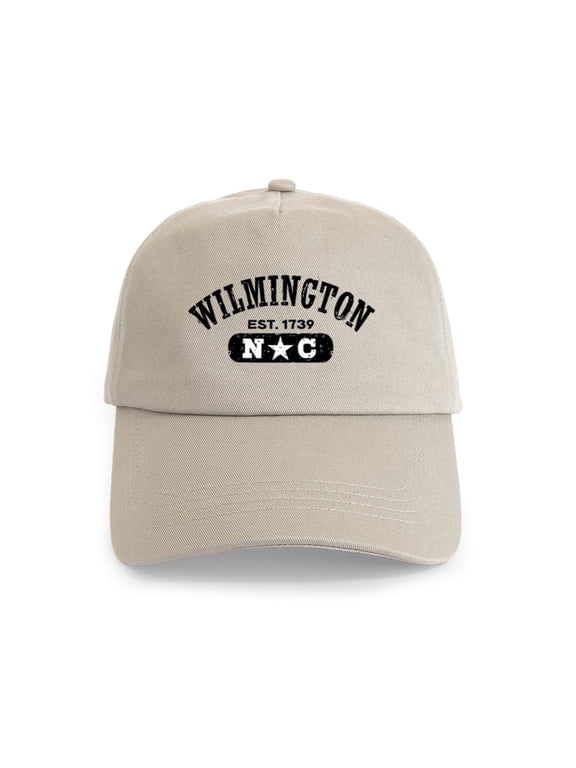 - Wilmington NC Cap - Adjustable 100% Brushed Unisex Casual Cotton Baseball Cap, Beige, 1
