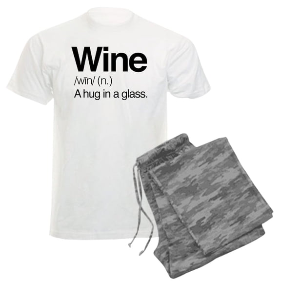 CafePress - Wine A Hug In A Glass Men's Light Pajamas - Men's Light Loose Fit Cotton Pajama Set
