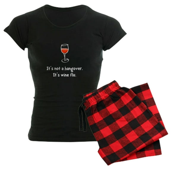 CafePress - Wine Flu Women's Dark Pajamas - Women's Short Sleeve Print T-Shirt and Pants Dark Cotton Pajama Set