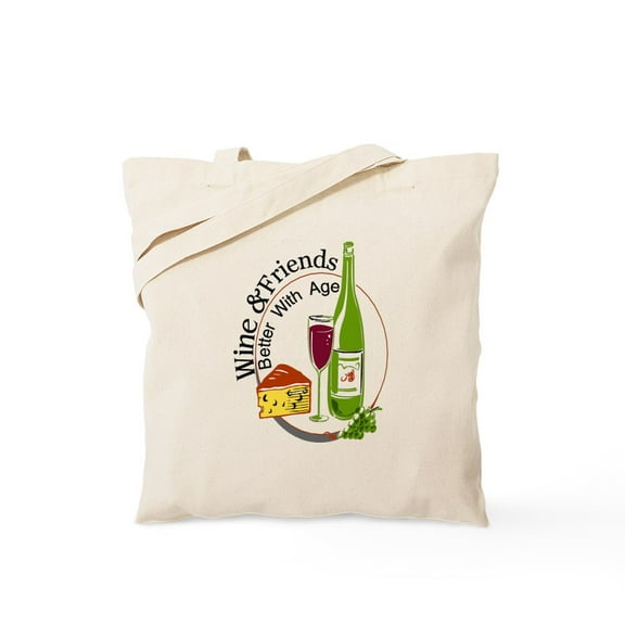 CafePress - Wine Friends Cheese Aged Tote Bag - Unisex Canvas Tote Bag, Beige, 1-Piece