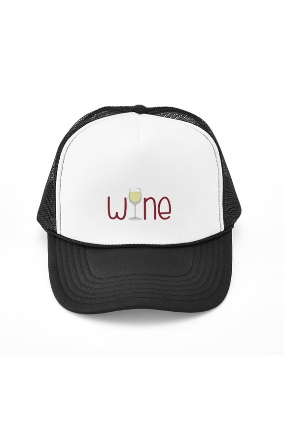 - Wine - Adjustable Unisex Printed Trucker Hat with Mesh Back