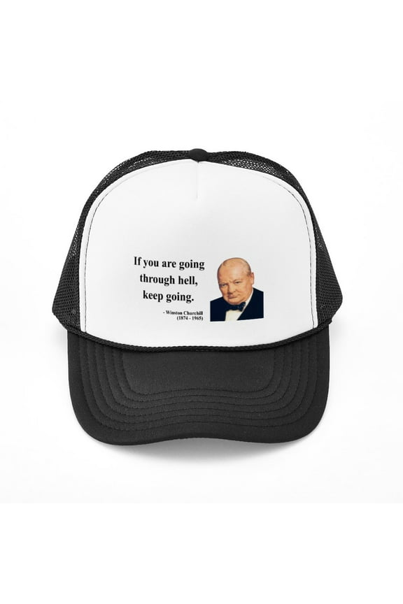 - Winston Churchill 6 - Adjustable Unisex Printed Trucker Hat with Mesh Back