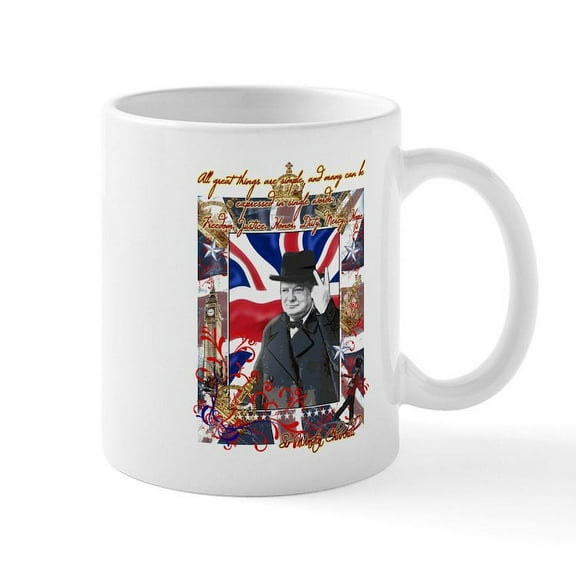 CafePress - Winston Churchill Mug - 11 oz Ceramic Mug - Novelty Coffee Tea Cup