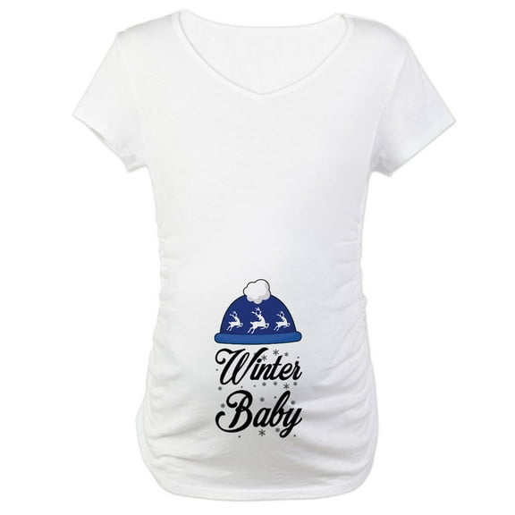 CafePress - Winter Baby Maternity T Shirt - Cotton Maternity T-shirt, Cute & Funny Pregnancy Tee