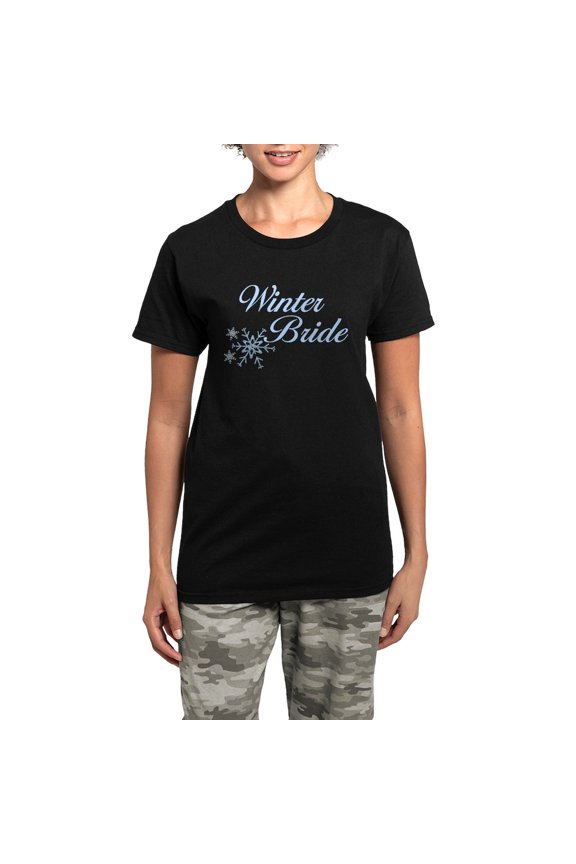 - Winter Bride Women's Dark Pajamas - Women's Short Sleeve Print T-Shirt and Pants Dark Cotton Pajama Set
