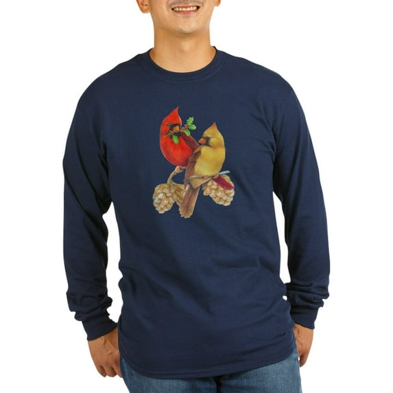 CafePress - Winter Cardinals Long Sleeve Dark T Shirt - Long Sleeve Dark T-Shirt