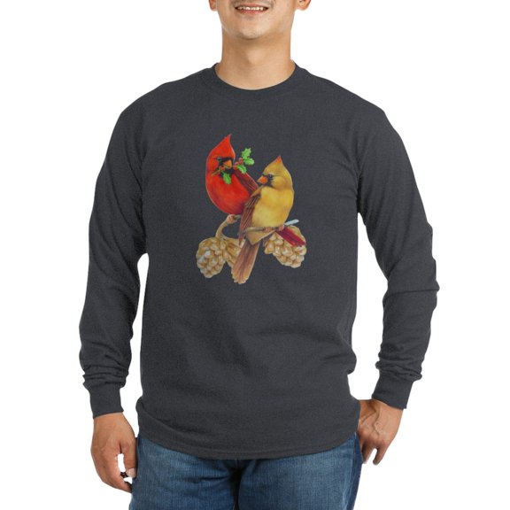 CafePress - Winter Cardinals Long Sleeve Dark T Shirt - Long Sleeve Dark T-Shirt