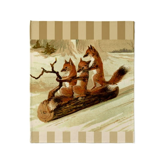 CafePress - Winter Foxes Sledding Throw Blanket - Soft Fleece Throw Blanket, 50"x60" for All Ages