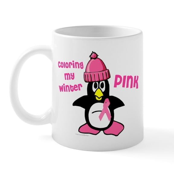 CafePress - Winter Penguin 3 (BC Awareness) Mug - 11 oz Ceramic Mug - Novelty Coffee Tea Cup