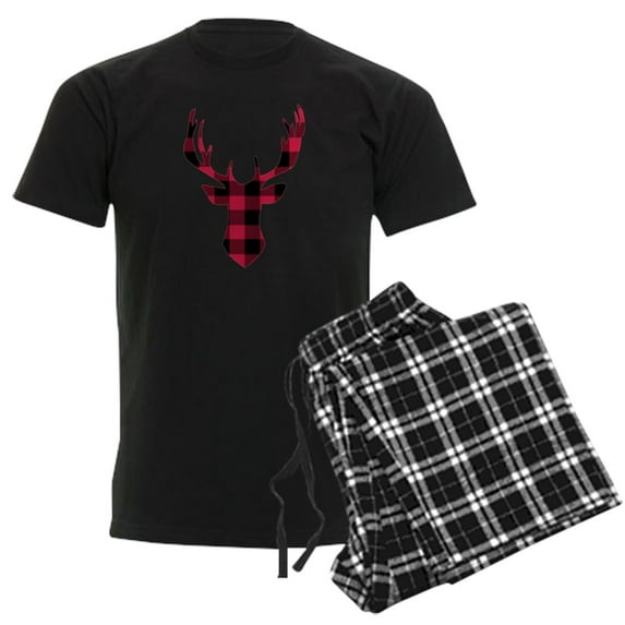 CafePress - Winter Plaid Deer Pajamas - Men's Dark Loose Fit Cotton Pajama Set