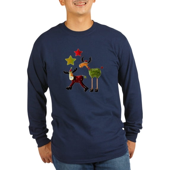 CafePress - Winter Star Mooses Long Sleeve Dark T Shirt - Long Sleeve Dark T-Shirt