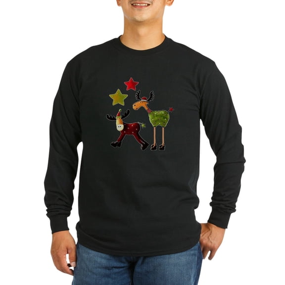 CafePress - Winter Star Mooses Long Sleeve Dark T Shirt - Long Sleeve Dark T-Shirt