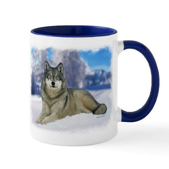 CafePress - Winter Wolf Mug - 11 oz Ceramic Mug - Novelty Coffee Tea Cup