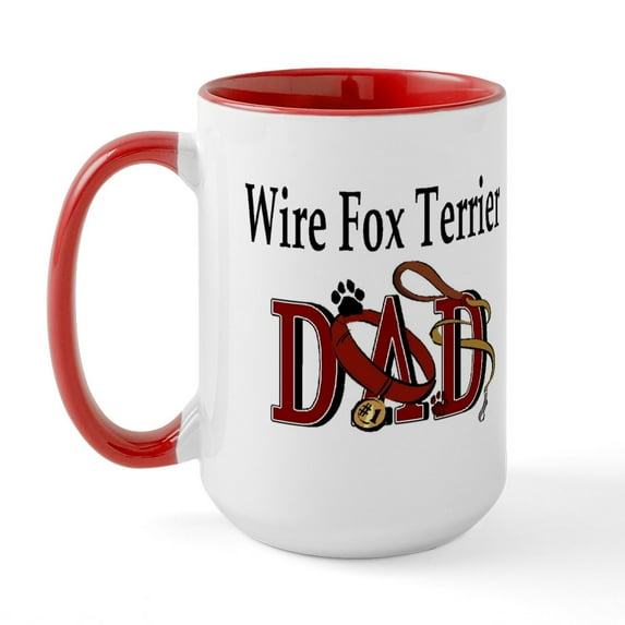 CafePress - Wire Fox Terrier Dad Large Mug - 15 oz Ceramic Large White Novelty Mug