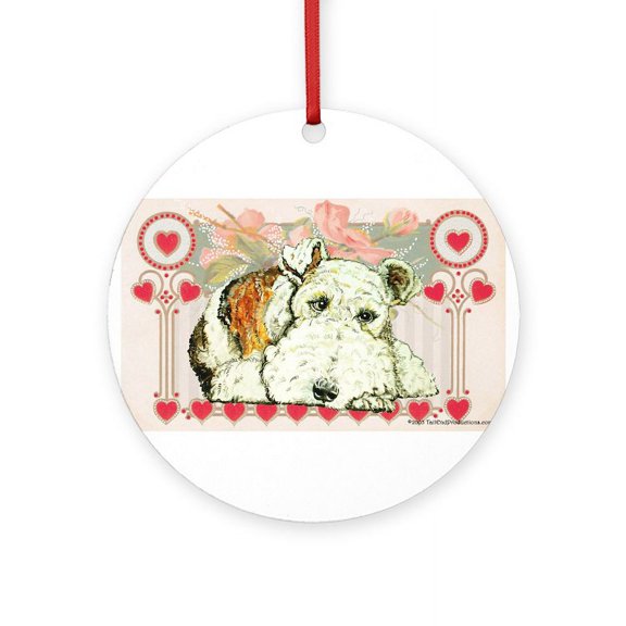 CafePress - Wire Fox Terrier Love - Round Wood Ornament 4"