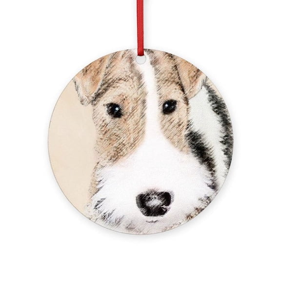 CafePress - Wire Fox Terrier - Round Wood Ornament 4"